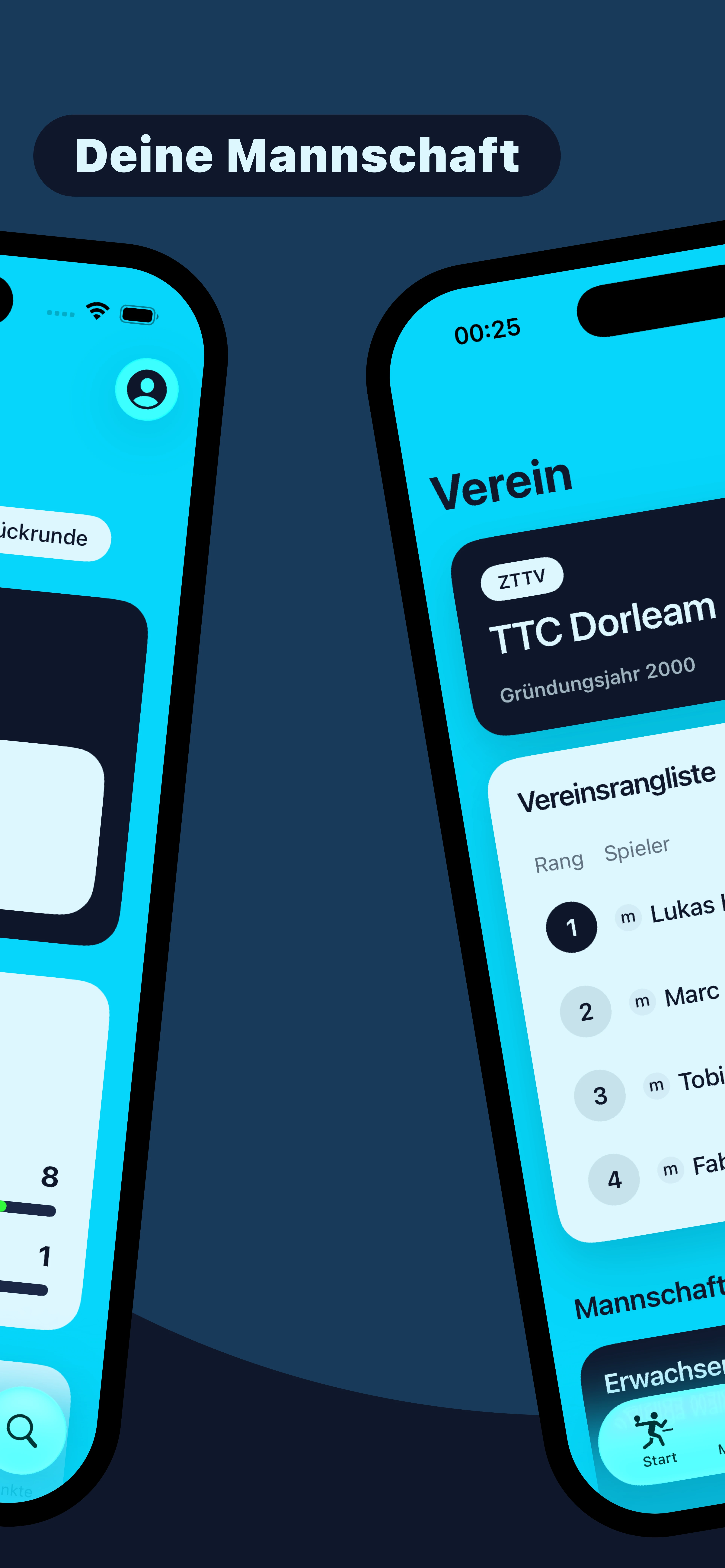 Detailansicht eines Punktspiels mit Aufstellung